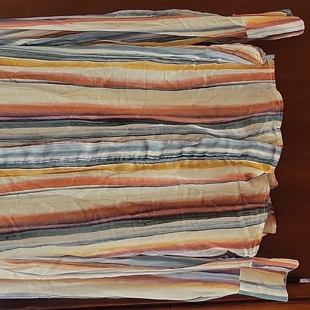 Bella Dahl | Colorful Striped Button Down Long Sleeve Blouse 100% Rayon - Size L - Picture 3 of 10